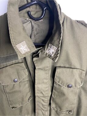 Men's Military Field Jacket in Olive Green with Star Collar Detail